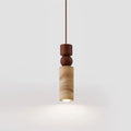 Pendant Lamp | Wood & Travertine Nordic Minimalist | 28 cm Height