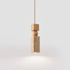 Pendant Lamp | Wood & Travertine Nordic Minimalist | 28 cm Height