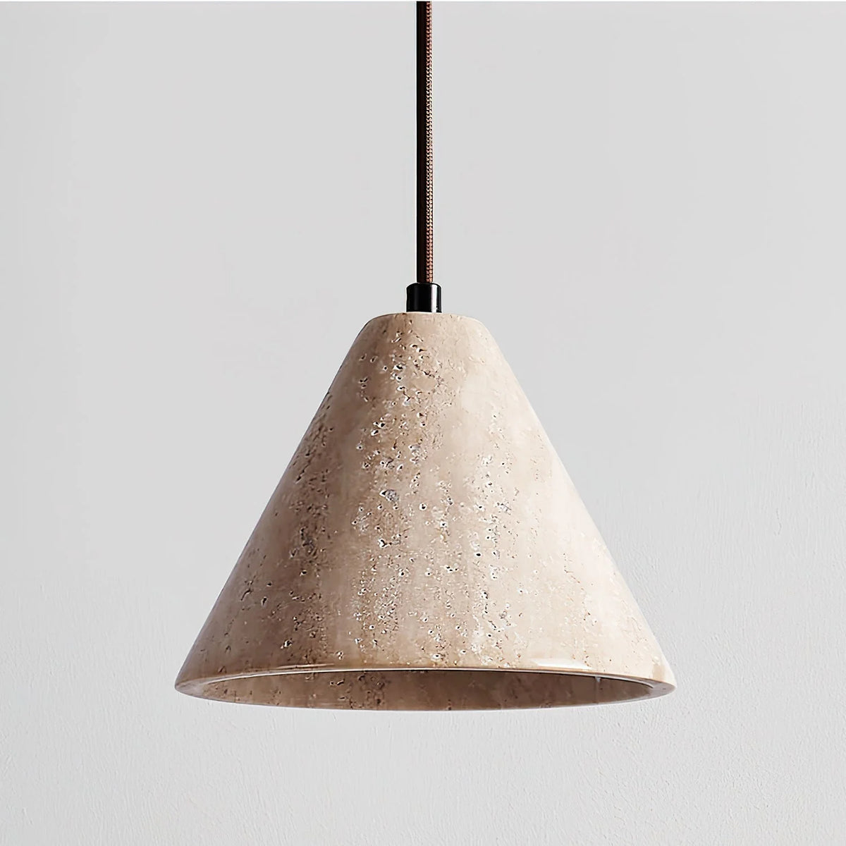 Pendant Lamp | Yellow Travertine & Metal | 59 in Adjustable Cable
