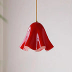 Pendant Light | Bell-Shaped Glass & Brass | Adjustable Cord, 11 in Diameter