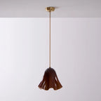 Pendant Light | Bell-Shaped Glass & Brass | Adjustable Cord, 11 in Diameter
