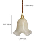 Pendant Light | Brass & Floral Glass Shade | 200 cm Cord