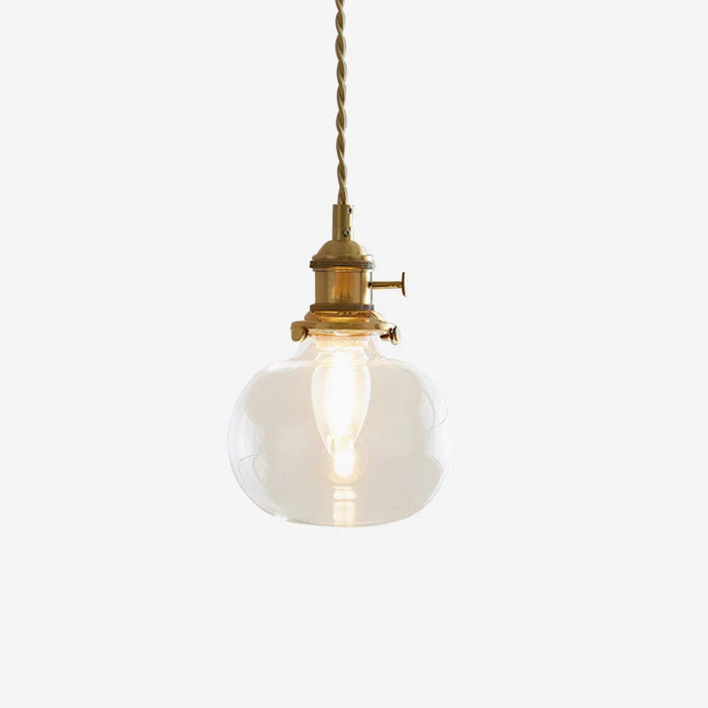 Pendant Light | Clear Glass Shade & Brass | Dimmer Compatible