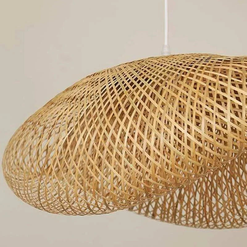 Pendant Light | Handwoven Bamboo Rattan & LED Included | Adjustable Cord