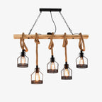 Pendant Light | Hemp Rope & Metal Frame | Adjustable Cord