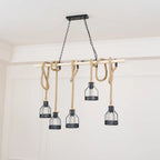 Pendant Light | Hemp Rope & Metal Frame | Adjustable Cord