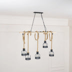 Pendant Light | Hemp Rope & Metal Frame | Adjustable Cord