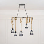 Pendant Light | Hemp Rope & Metal Frame | Adjustable Cord