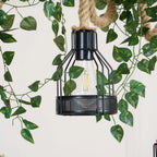 Pendant Light | Hemp Rope & Metal Frame | Adjustable Cord