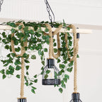 Pendant Light | Hemp Rope & Metal Frame | Adjustable Cord