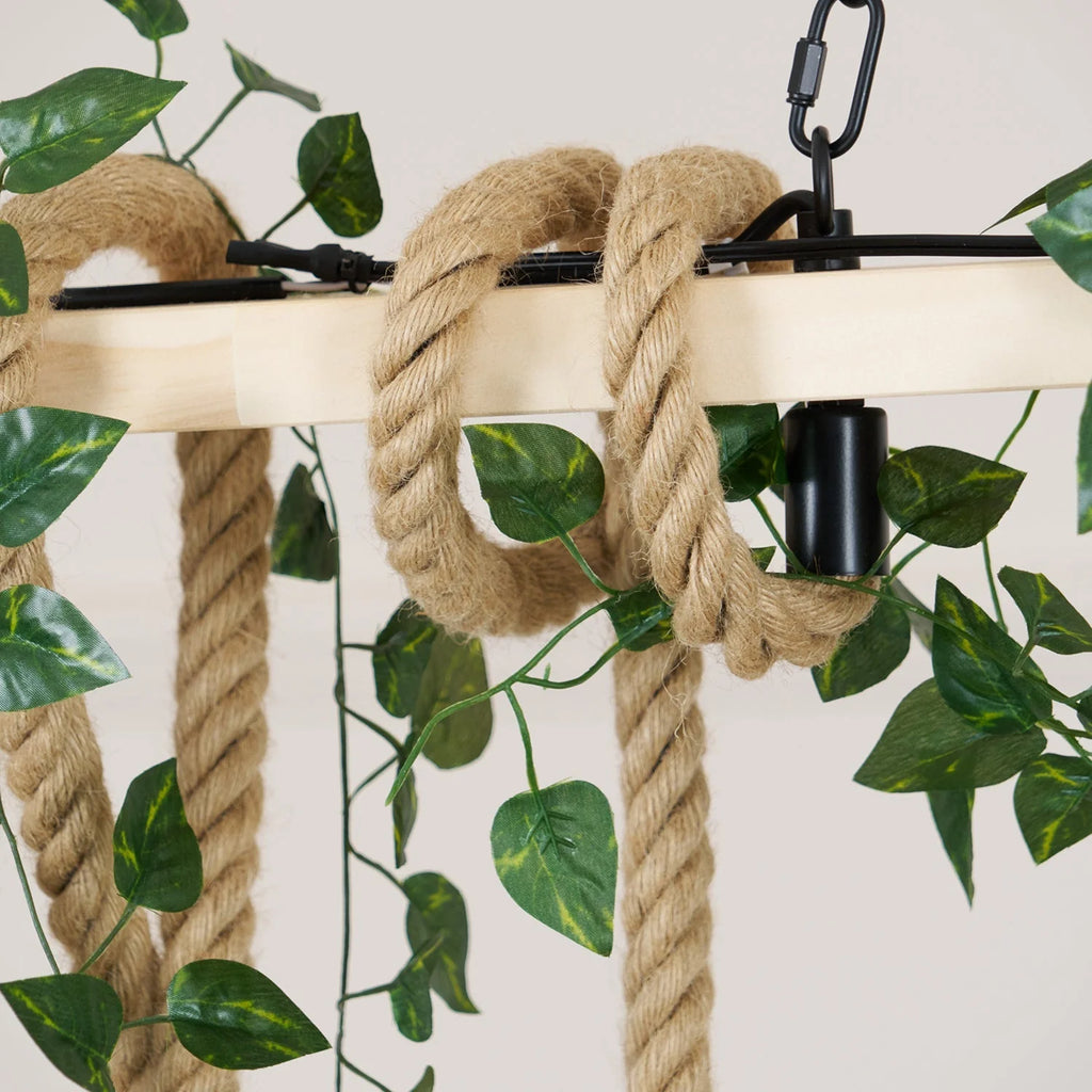 Pendant Light | Hemp Rope & Metal Frame | Adjustable Cord