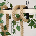 Pendant Light | Hemp Rope & Metal Frame | Adjustable Cord