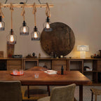 Pendant Light | Hemp Rope & Metal Frame | Adjustable Cord