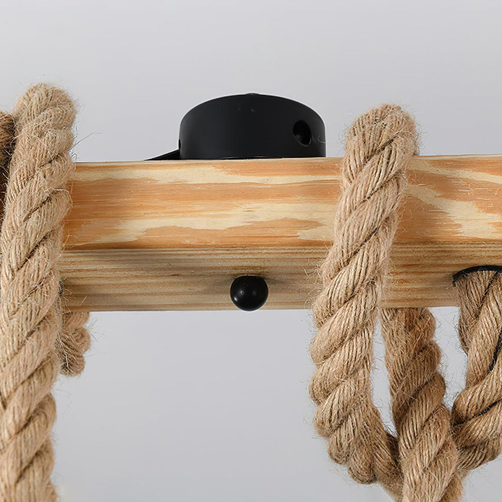Pendant Light | Hemp Rope & Metal Frame | Adjustable Cord