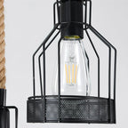 Pendant Light | Hemp Rope & Metal Frame | Adjustable Cord
