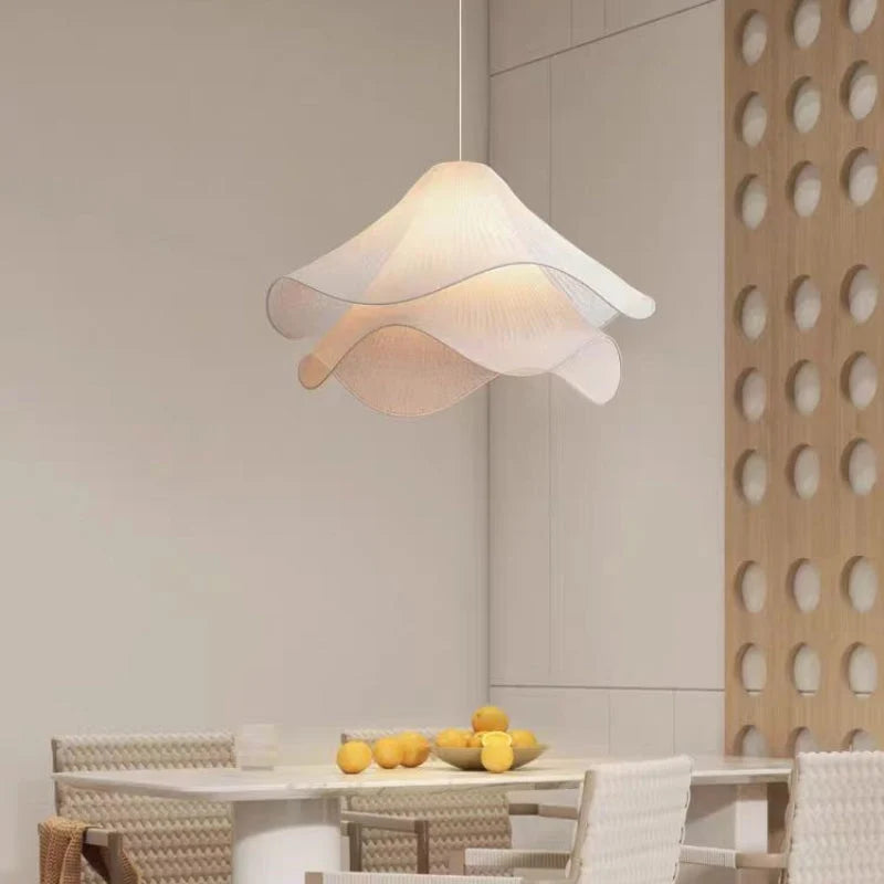 Pendant Light | Metal & Fabric Art Deco Bloom | Adjustable Cord