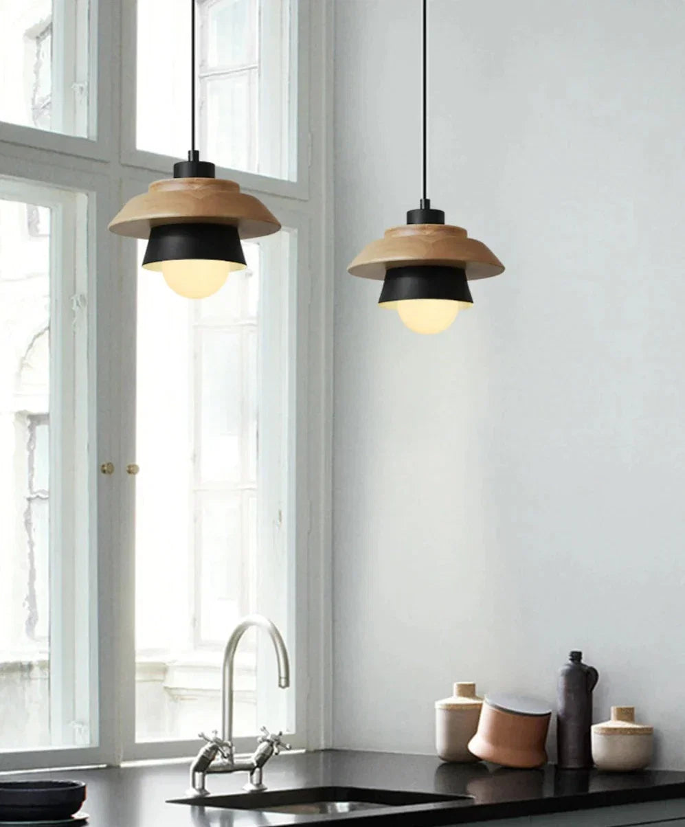 Pendant Light | Nordic Wood Accent & Adjustable Height
