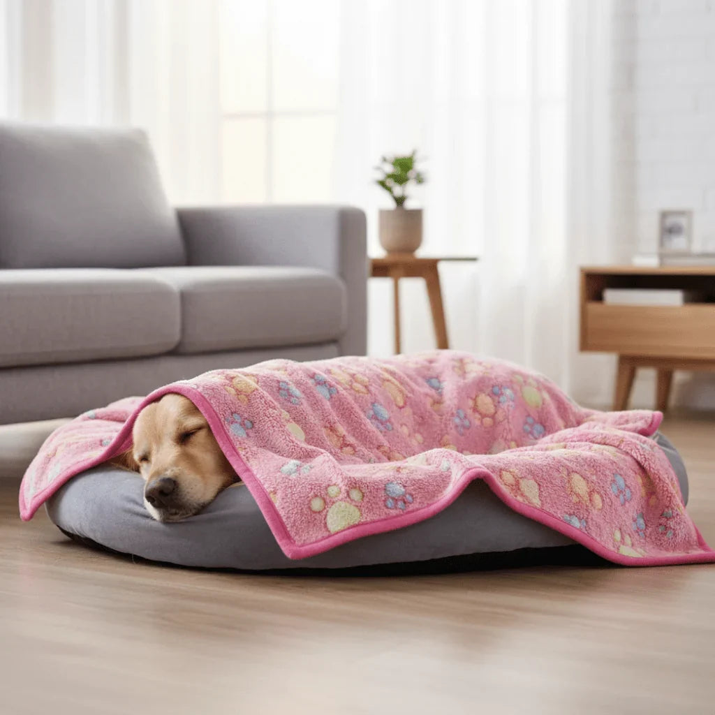 Pet Blanket | Soft Flannel & Paw Print | Machine Washable