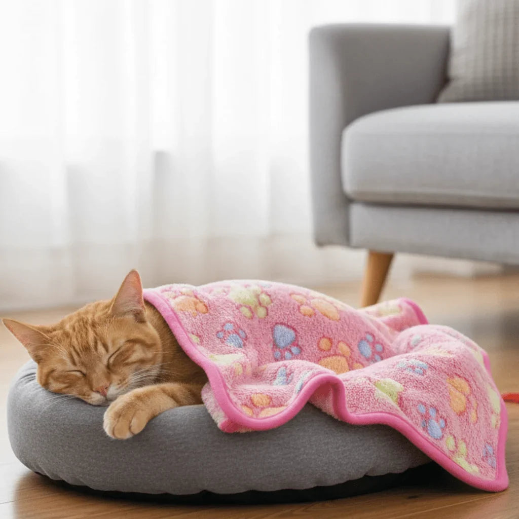 Pet Blanket | Soft Flannel & Paw Print | Machine Washable