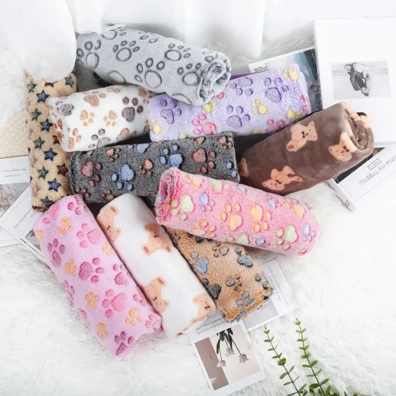 Pet Blanket | Soft Flannel & Paw Print | Machine Washable