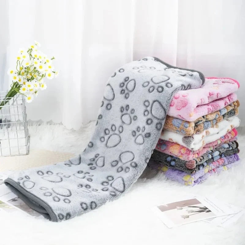 Pet Blanket | Soft Flannel & Paw Print | Machine Washable