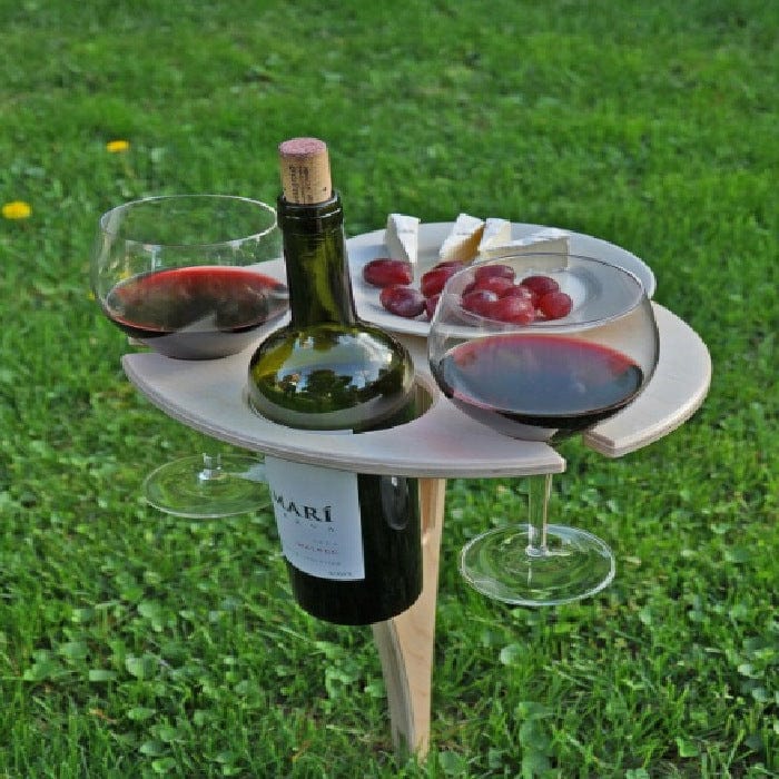 Picnic Table | Foldable Birch Wood & Wine Holder