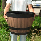 Plant Pot | Barrel-Shaped High-Density Resin & Drainage Holes