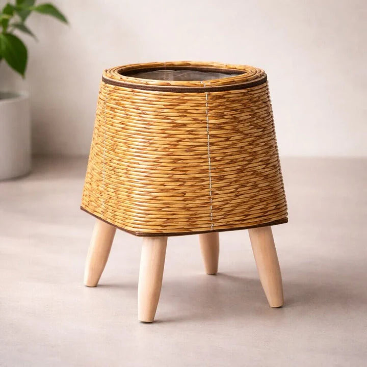 Plant Pot | Wooden Feet & Woven Look