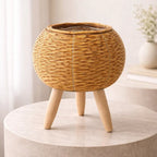 Plant Pot | Wooden Feet & Woven Look