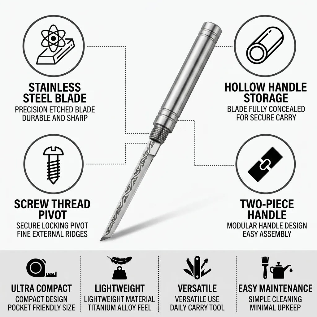 Pocket Knife with In-Handle Blade Storage