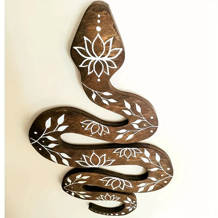 Schlangen-Wandkunst | Holz-Lotus-Motiv | Beruhigende Dekoration