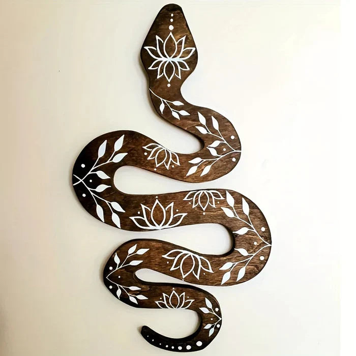 Schlangen-Wandkunst | Holz-Lotus-Motiv | Beruhigende Dekoration