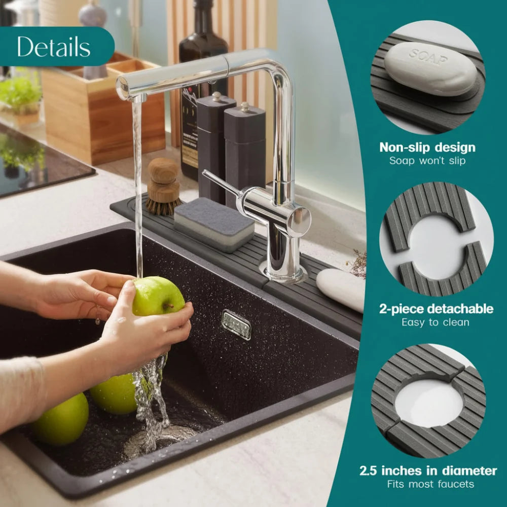 Sink Drying Mat with Faucet Cutout