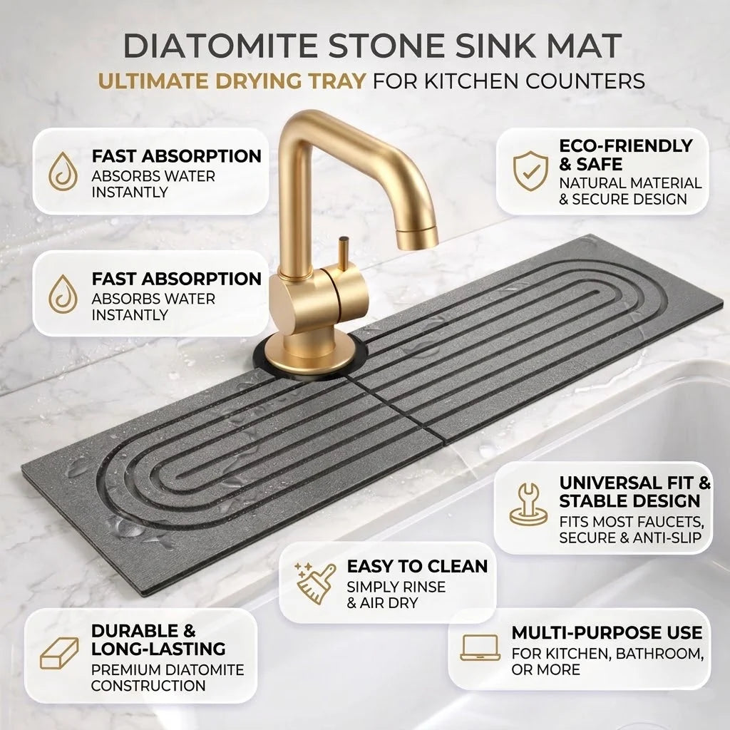 Sink Drying Mat with Faucet Cutout
