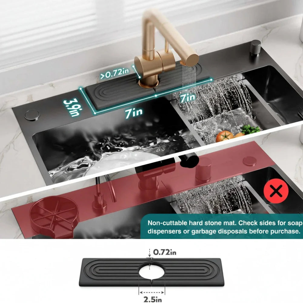 Sink Drying Mat with Faucet Cutout
