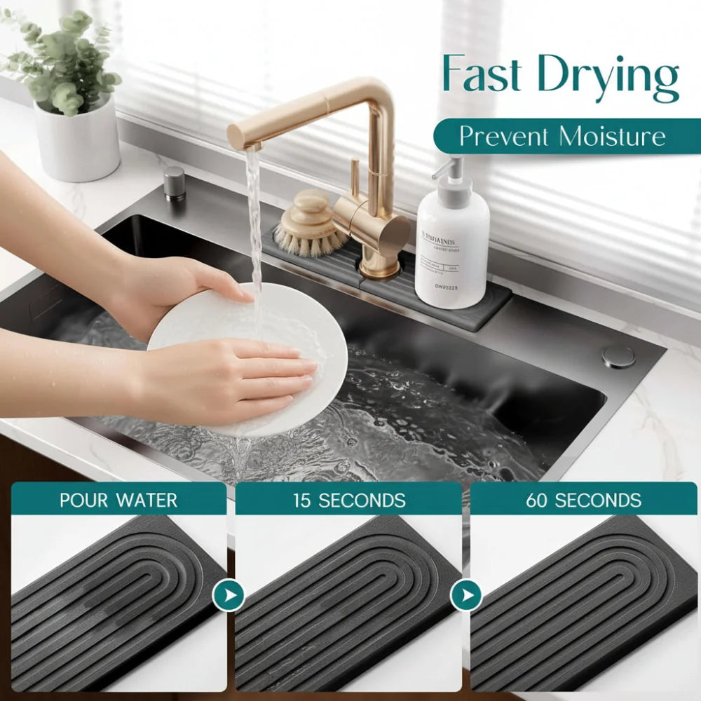 Sink Drying Mat with Faucet Cutout