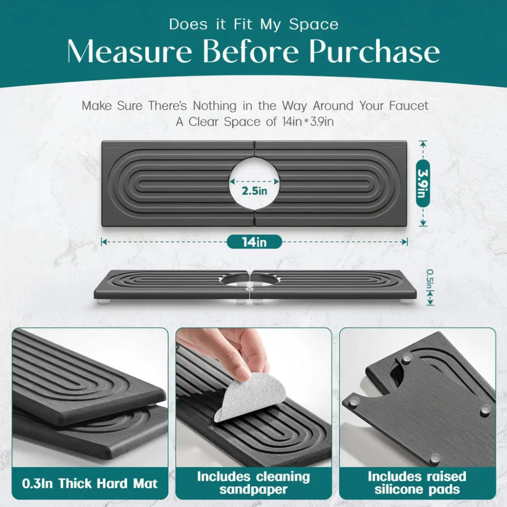 Sink Drying Mat with Faucet Cutout