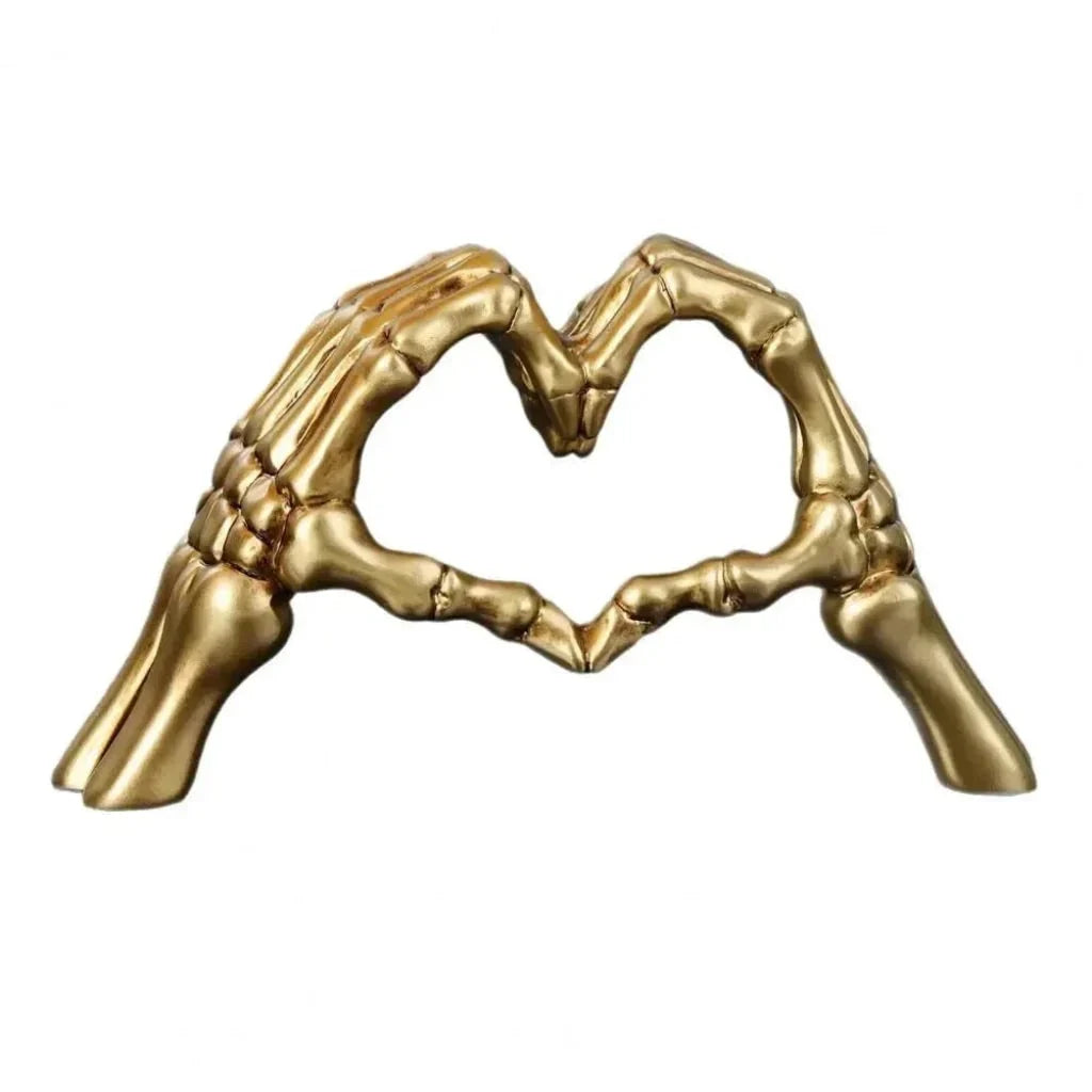 Skeleton Heart Sculpture | Gothic Skeleton Hands & Tabletop Accent