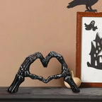 Skeleton Heart Sculpture | Gothic Skeleton Hands & Tabletop Accent