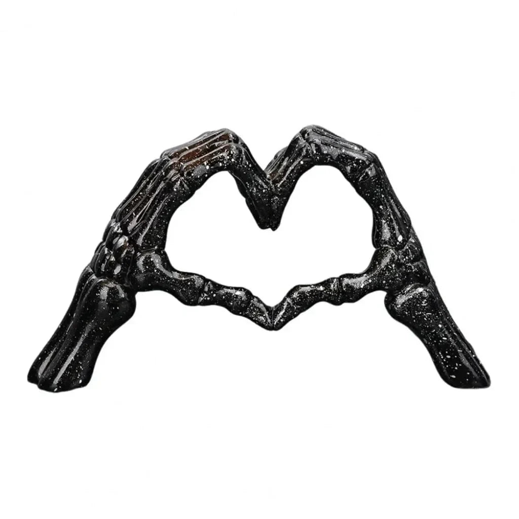 Skeleton Heart Sculpture | Gothic Skeleton Hands & Tabletop Accent