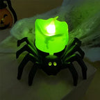 Skull & Spider Lamp | Flickering LED & Battery-Powered | Indoor Use