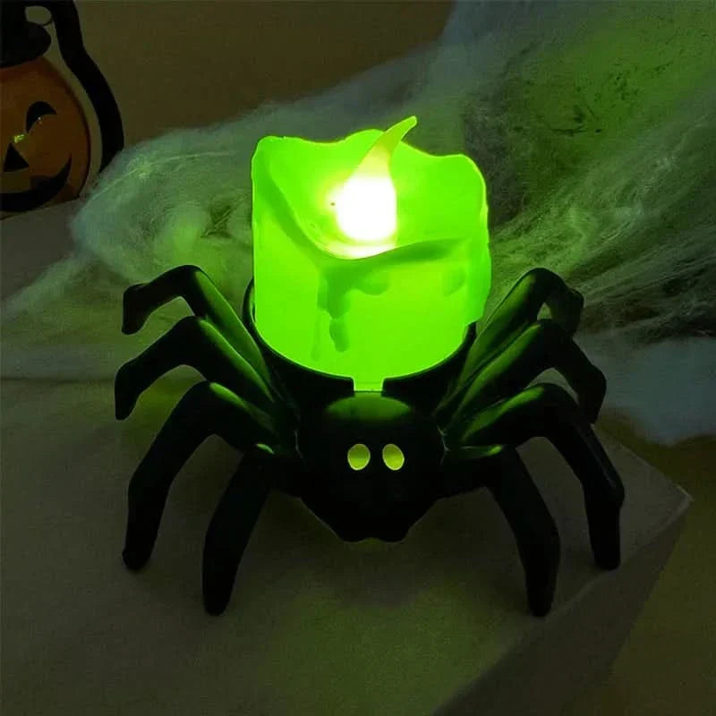 Skull & Spider Lamp | Flickering LED & Battery-Powered | Indoor Use