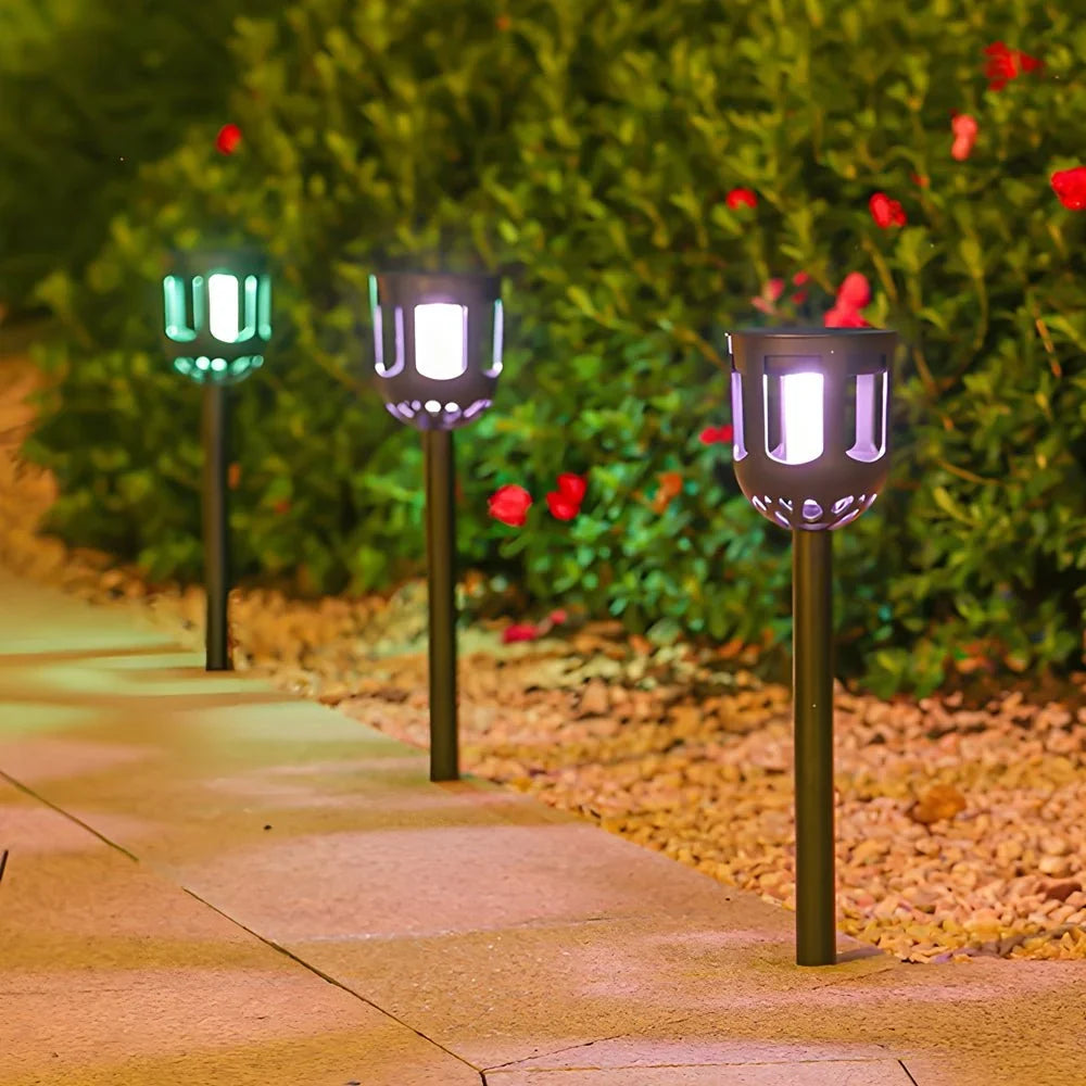 Solar Path Lights | Color-Changing LED & Dusk Sensor | Set of 4