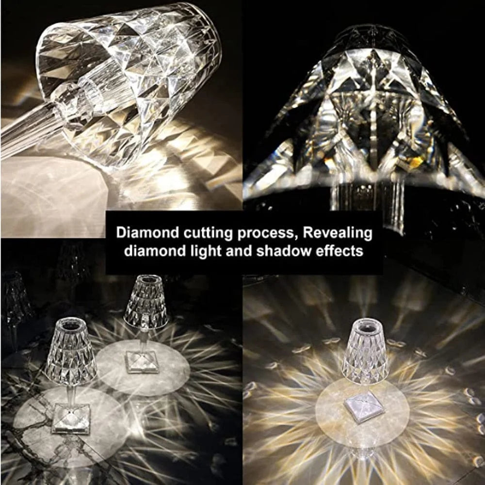 Table Lamp | Diamond Crystal LED & USB Rechargeable