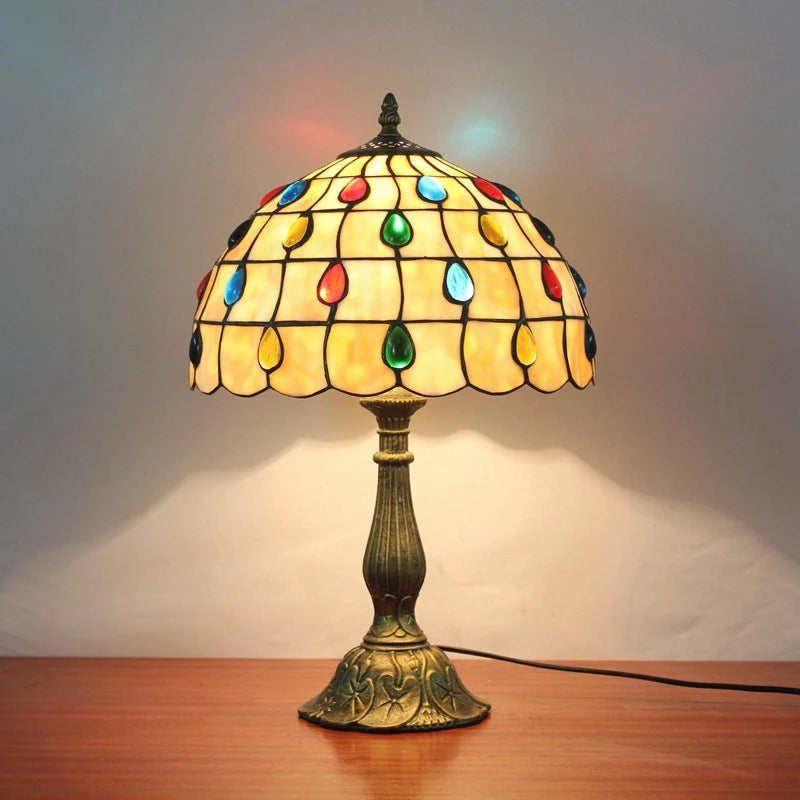Table Lamp | Tiffany-Inspired Shell Shade & Teardrop Ornaments