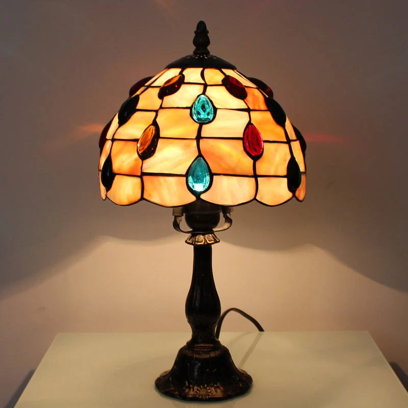 Table Lamp | Tiffany-Inspired Shell Shade & Teardrop Ornaments