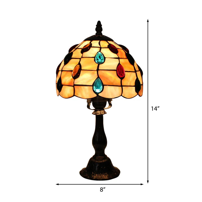 Table Lamp | Tiffany-Inspired Shell Shade & Teardrop Ornaments