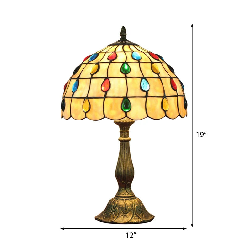 Table Lamp | Tiffany-Inspired Shell Shade & Teardrop Ornaments