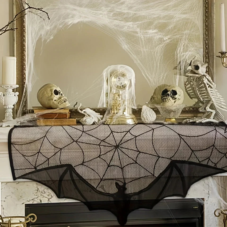 Table Runner | Bat & Spiderweb Lace | Durable Polyester