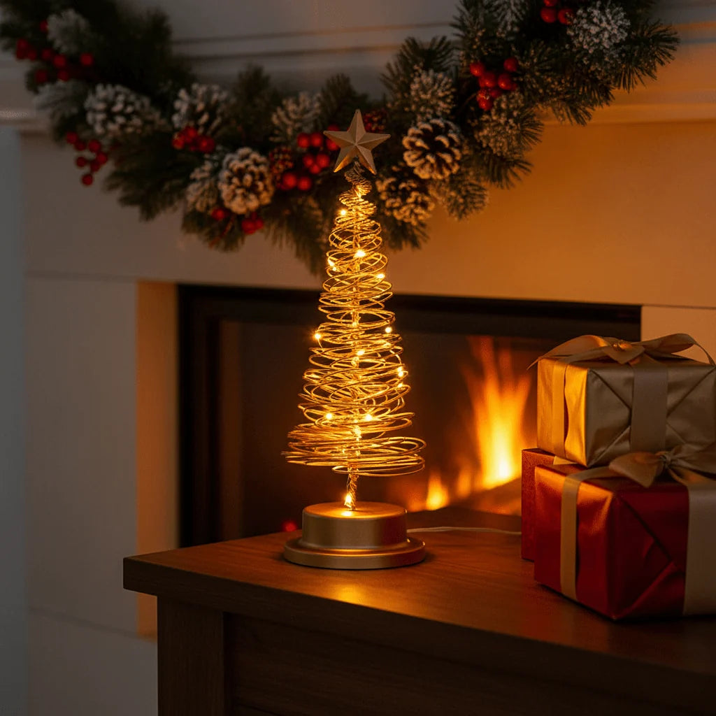 Tabletop Christmas Tree | Spiral Design & Warm White LED | 33 cm